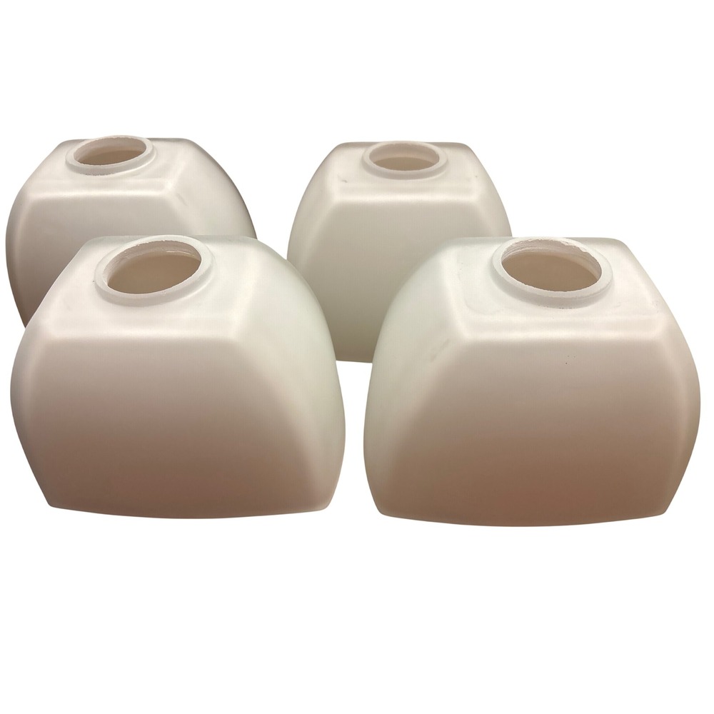 MCM White Frosted Glass Rectangular Bell Lamp Shade Replacement Globes Set of 4